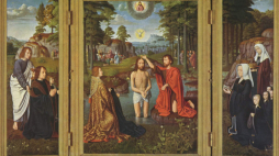 "Chrzest Chrystusa" – tryptyk niderlandzkiego malarza Gerarda Davida namalowany w latach 1502–1508. Źródło: Gerard David, Public domain, via Wikimedia Commons