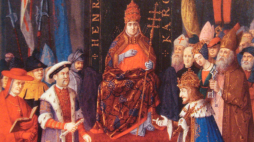 Król Henryk VIII (po lewej) z papieżem Leonem X (w środku) i cesarzem Karolem V (po prawej); obraz nieznanego artysty ok. 1520 / Źródło: en.wikipedia