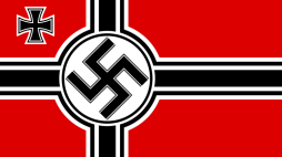 Bandera wojenna Kriegsmarine z lat 1938-1945. Fot. Unknown sourceUnknown source, Public domain, via Wikimedia Commons