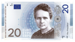 Propozycja banknotu Euro z Marią Skłodowską-Curie. Fot. Europejski Bank Centralny