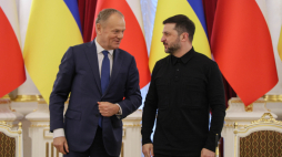Premier RP Donald Tusk oraz prezydent Ukrainy Wołodymyr Zełenski. Fot. PAP/Paweł Supernak