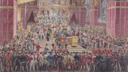 Koronacja cesarza Ferdynanda I na króla Czech w katedrze św. Wita w Pradze, 1836 r. Źródło: Eduard Gurk, Public domain, via Wikimedia Commons