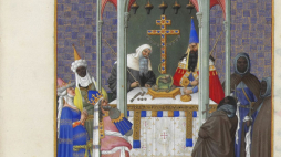 "Podwyższenie Krzyża Świętego", "Bardzo bogate godzinki księcia de Berry" (XV wiek). Źródło: public domain