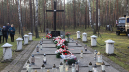 Mogiła w lesie w Turach,  w miejscu rozstrzelania Polaków przez hitlerowców. Fot. krzymow.pl