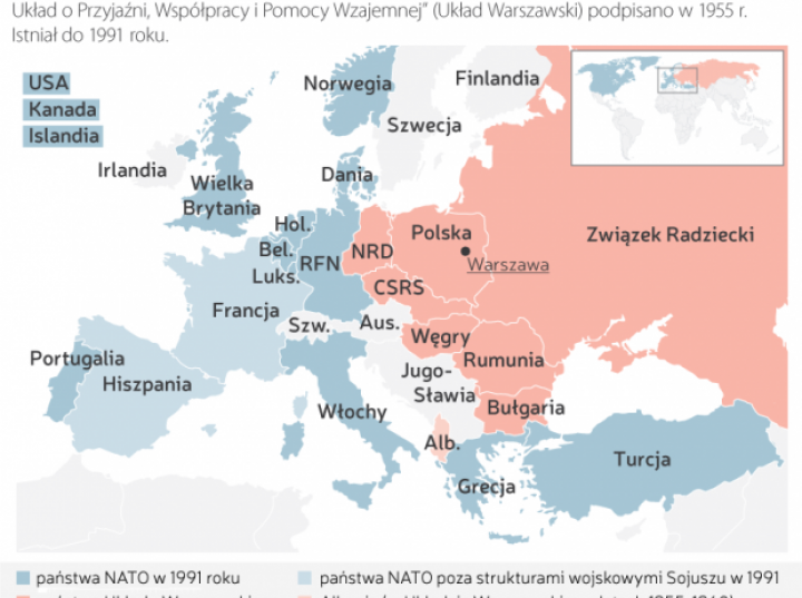 Na Mapie Zamieszczonej Niżej Zidentyfikuj Wszystkie Państwa Należące Do Nato NATO i Układ Warszawski | dzieje.pl - Historia Polski