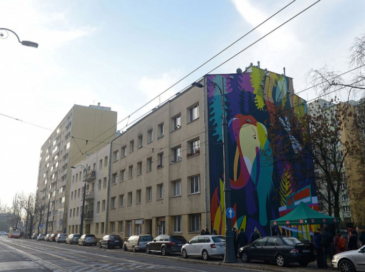 Mural na pamiątkę znalezienia na budowie metra szczątków ...