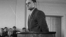 Witold Pilecki podczas procesu przed Wojskowym Sądem Rejonowym w Warszawie w 1948 r. Fot. PAP/CAF