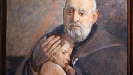 Obraz "Św. Brat Albert jak opiekun opuszczonych dzieci" autorstwa Leona Wyczółkowskiego. Fot. PAP/S. Rozpędzik