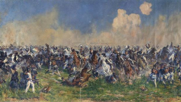 Obraz Antona Hoffmanna „Bitwa pod Heilsbergiem”. Źródło: Muzeum Warmii i Mazur w Olsztynie