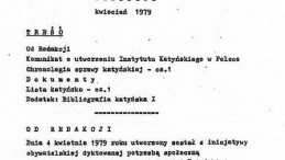 Pierwsza strona „Biuletynu Katyńskiego”, nr 1 (04/1979). Źródło: NCK