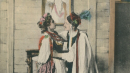 Pocztówka z inscenizacji "Wesela" w Teatrze Polskim we Lwowie w 1901 r. BN Polona
