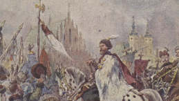 Stefan Czarniecki na obrazie Juliusza Kossaka – pocztówka z 1920 r. Źródło: CBN Polona