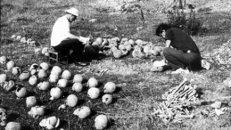Ekshumacja ofiar z mogił zbiorowych w Woli Ostrowieckiej pow. lubomelski na Wołyniu, 1992 r. Fot. AIPN 