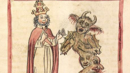 Papież Sylwester II i szatan. Ilustracja z działa "Chronicon pontificum et imperatorum" z 1460 r.