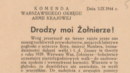 Odezwy Komendanta Okręgu Warszawa i podległych mu dowódców z okresu Powstania Warszawskiego udostępnione przez AAN na portalu szukajwarchiwach.pl