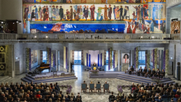 Wręczenie pokojowej Nagrody Nobla w 2023 r. Fot. PAP/EPA/F. Varfjell
