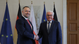 Wizyta robocza prezydenta RP w Republice Federalnej Niemiec. Od lewej: prezydent RP Karol Nawrocki i prezydent Niemiec Frank-Walter Steinmeier podczas spotkania w pałacu Bellevue w Berlinie 16 września 2025 r. Fot. Fot. PAP/Paweł Supernak