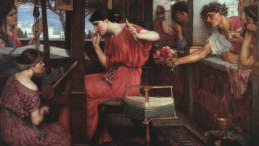 "Penelopa i zalotnicy" - obraz prerafaelity Johna Williama Waterhouse'a, 1912. Galeria Sztuki w Aberdeen. Źródło: John William Waterhouse, Public domain, via Wikimedia Commons