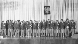 Spotkanie reprezentacji Polski po przylocie z XII Mistrzostw Świata w piłce nożnej w Hiszpanii w 1982r. Fot.  PAP/Teodor Walczak