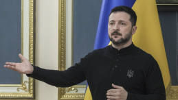 Kijów, Ukraina, 25 marca 2025 r. Prezydent Ukrainy Wołodymyr Zełenski przemawia na konferencji prasowej. Fot. EPA/STRINGER Źródło: PAP/EPA