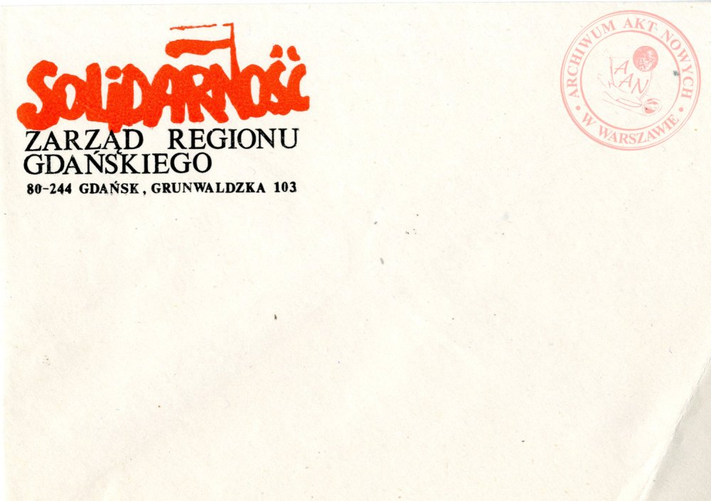 Papier korespondencyjny Zarządu Regionu Gdańskiego; AAN, Akta Konrada Marusczyka, sygn. 5. Źródło: Archiwum Akt Nowych