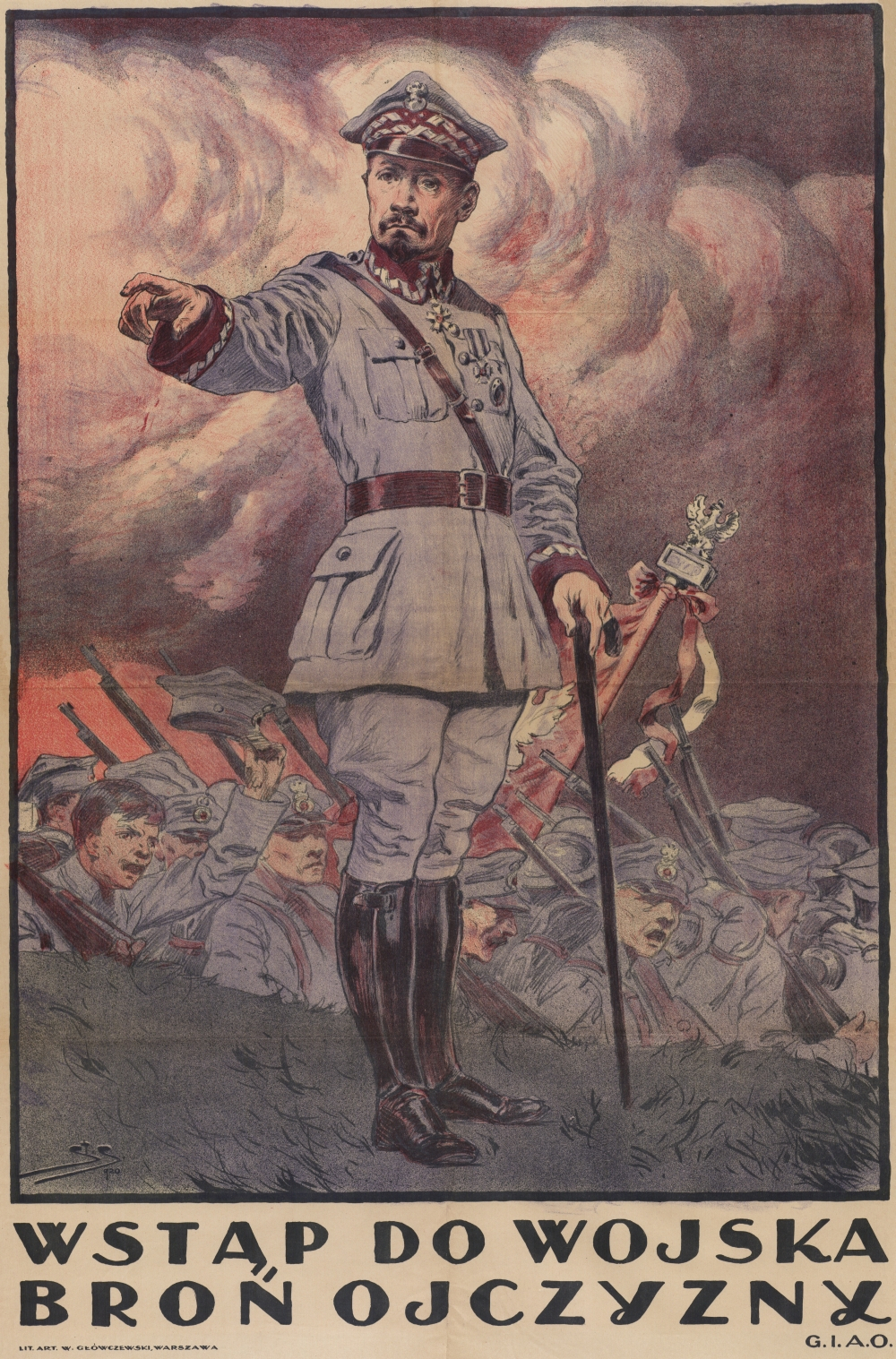 Plakat z 1920 r. autorstwa Stanisława Sawiczewskiego. Źródło: Biblioteka Narodowa