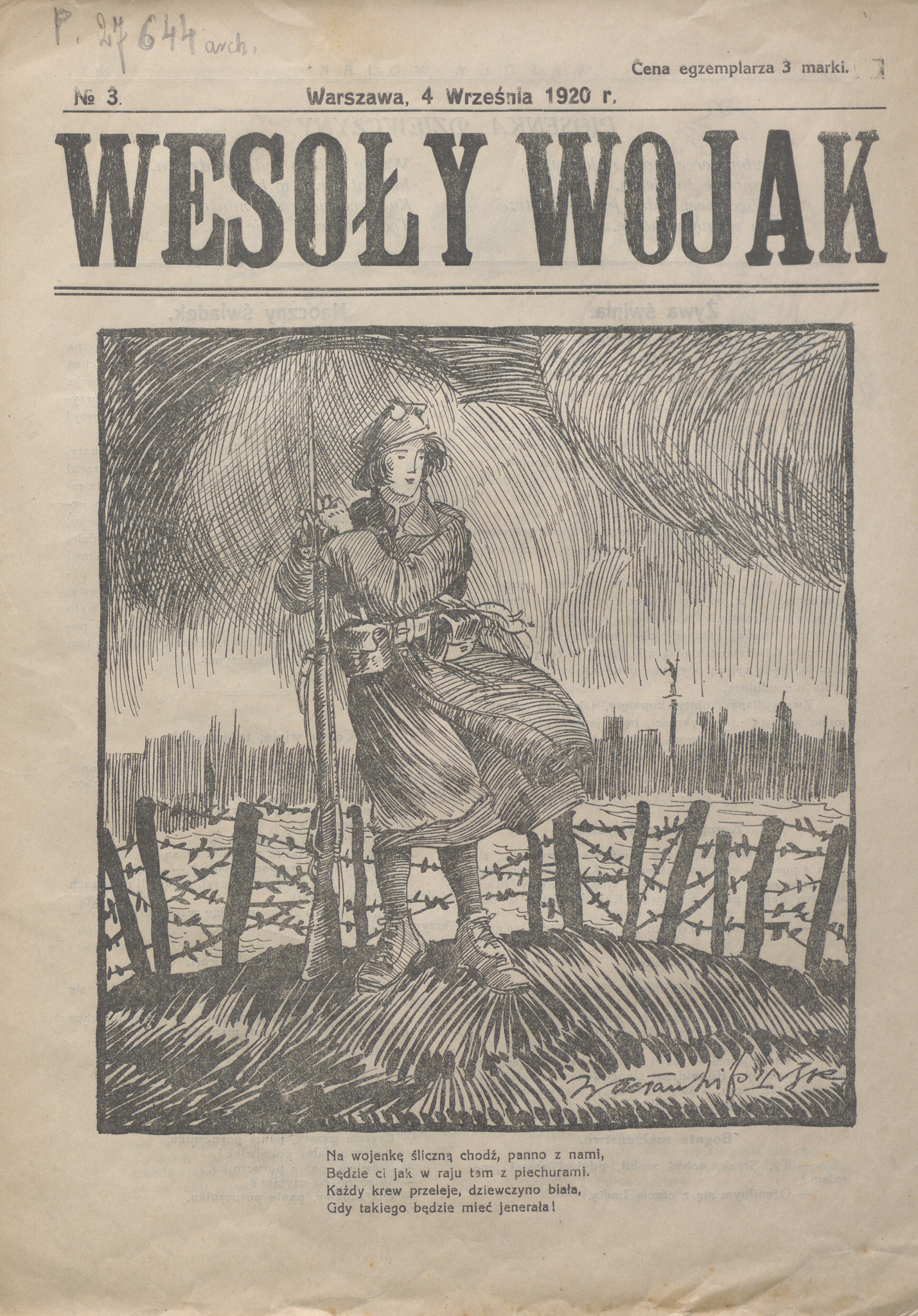 Jednodniówka „Wesoły Wojak” z 4 września 1920 r. Źródło: Biblioteka Narodowa
