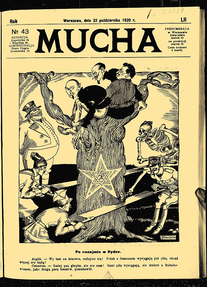 Pismo satyryczna „Mucha”. Wydanie z 22 października 1920 r. Źródło: Biblioteka Narodowa