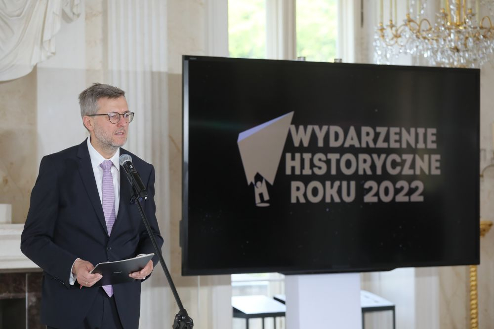 Dyrektor Muzeum Historii Polski Robert Kostro na gali "Wydarzenie Historyczne Roku 2022" w Pałacu na Wyspie w Łazienkach Królewskich. Warszawa, 22.06.2023. Fot. PAP/P. Supernak