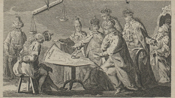 "Obraz Europy w lipcu 1772" - alegoria I rozbioru Polski. Źródło: CBN Polona