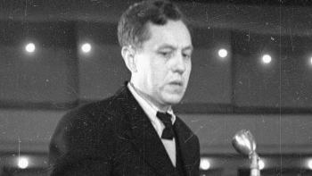 Albert Forster przed Najwyższym Trybunałem Narodowym w Gdańsku. 05.04.1948. Fot. PAP/CAF
