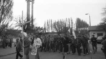 Zakończenie strajku w Stoczni Gdańskiej. 10.05.1988. Fot. PAP/CAF/S. Kraszewski