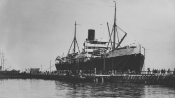 Amerykański statek "Kentucky" w porcie gdyńskim. 1923 r. Fot. NAC