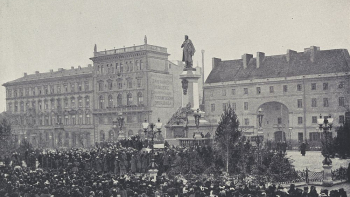 Uroczystość odsłonięcia pomnika Adama Mickiewicza w Warszawie. Źródło: CBN Polona