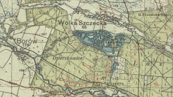 Wólka Szczecka, jedna ze spacyfikowanych przez Niemców wsi. Mapa z 1938 r. Źródło: CBN Polona