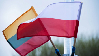 Flagi Litwy i Polski. Fot. PAP/V. Doveiko