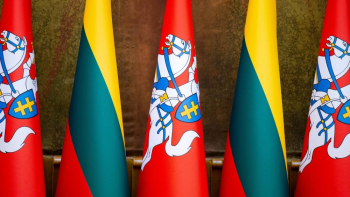 Flagi w Sejmie Republiki Litewskiej. Fot. PAP/V. Doveiko