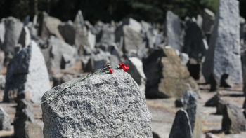 Kamienie różnej wielkości symbolizujące macewy – żydowskie nagrobki, upamiętniające 900 000 ofiar zagłady w Treblince. Na 216 kamieniach wypisano nazwy miast, z których przywożono tu Żydów. Fot. PAP/P. Supernak