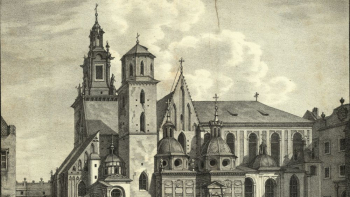 Katedra wawelska – grafika z początku XIX w. (ok. 1820 r.). Źródło: CBN Polona