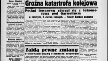 3 czerwca 1931 - katastrofa pod Garwolinem - pierwsza strona dziennika Głos Poranny