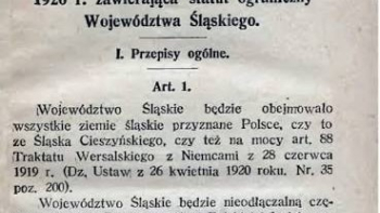 Pierwsza strona Statutu Organicznego Województwa Śląskiego z 1920 r. Fot. domena publiczna