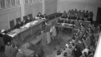 Tzw. proces dziesięciu, jeden z procesów pokazowych po Poznańskim Czerwcu 1956. Fot. PAP/Wojciech Kondracki