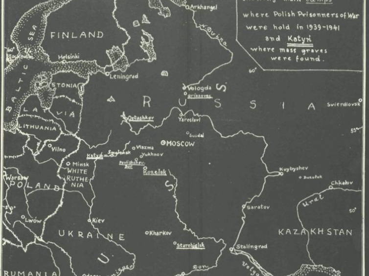 Mapa z raportu opracowanego w latach 1944-1946 przez rząd RP na uchodźstwie. Źródło: U.S. National Archives