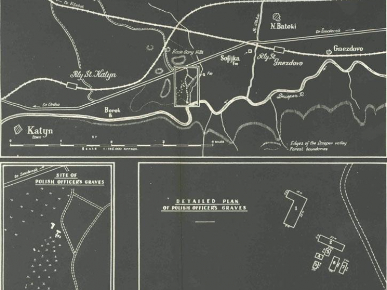 Mapa z raportu opracowanego w latach 1944-1946 przez rząd RP na uchodźstwie. Źródło: U.S. National Archives