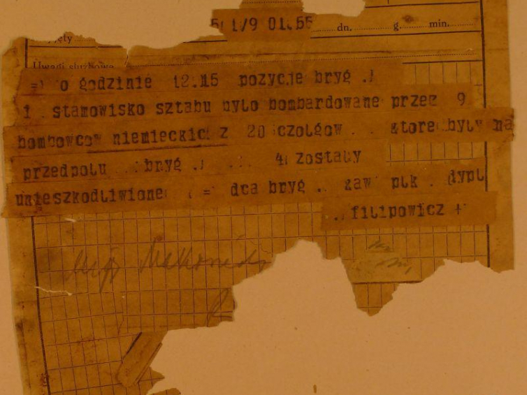 Dokument dot. Wołyńskiej Brygady Kawalerii z datą 1 września 1939 r. Fot. CAW