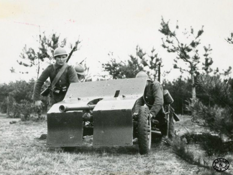 Stanowisko armaty p-panc. wz. 36 plutonu armat przeciwpancernych 7 Pułku Ułanów Lubelskich. 1939 r. Fot. CAW