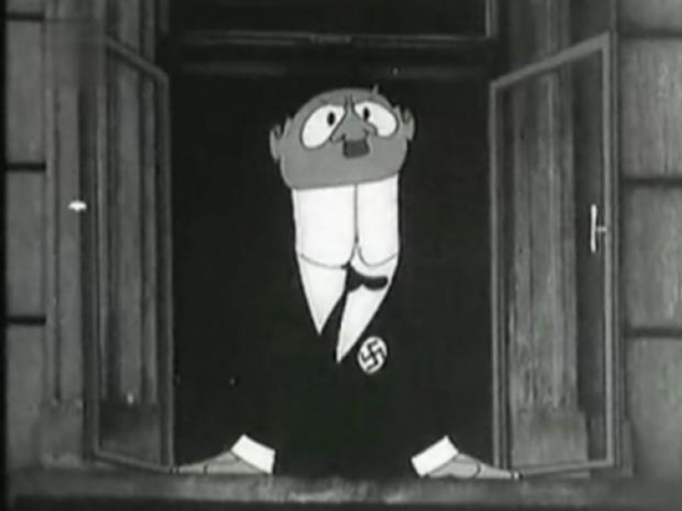 Kadr z filmu „Skoczek i SS”. Reż. J.Brdecka, J. Trnka, Czechosłowacja 1946. Źródło: Filmoteka Narodowa