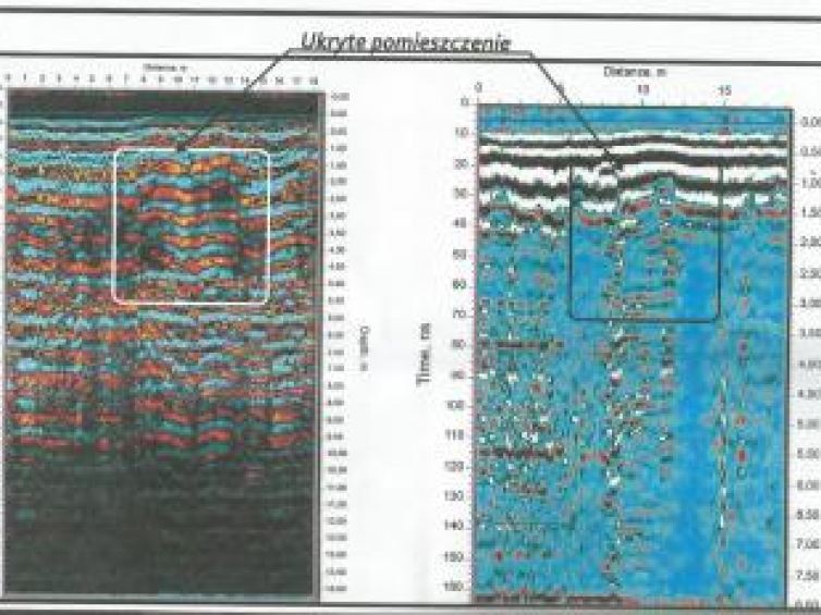 Na obrazie z georadaru widać ukryte pomieszczenie