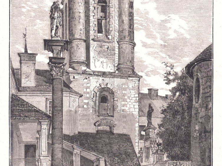 Katedra Ormiańska we Lwowie. Rys. Jana Matejki. Źródło: Tygodnik "Kłosy", 1872 r.