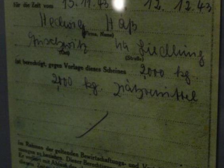Kartka żywnościowa żony komendanta KL Auschwitz